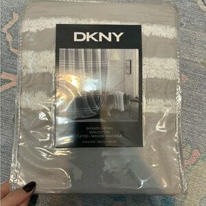 DKNY Cotton Shower Curtain in Gray and White
